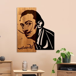 Wallity Salvador Escultura de Pared de Madera y Metal en Nogal y Negro
